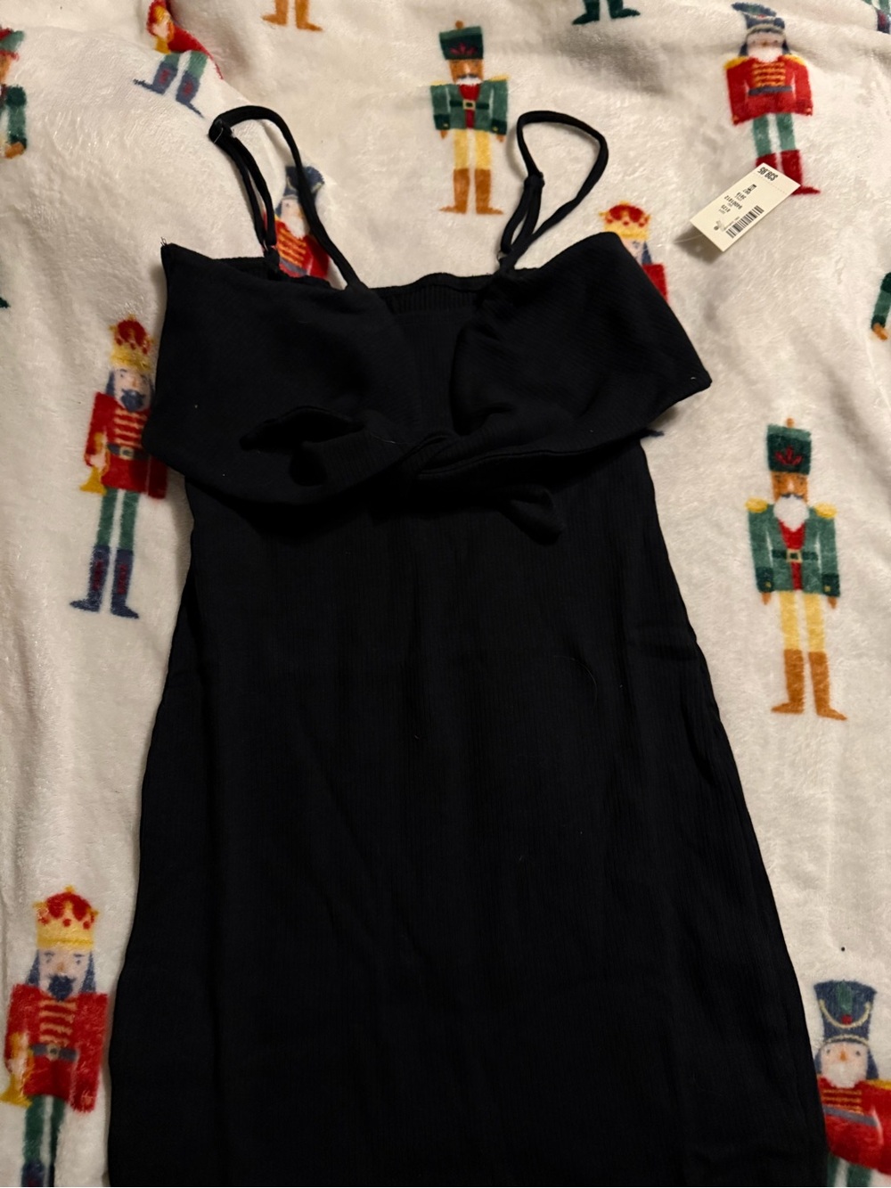 Aeropostale Black Ribbed Mini Dress with Spaghetti Straps